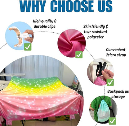 Magic Fort Building Kit for Kids - Large Lightweight Blanket Fort Making Kit Clips with CPC Certification - Portable Playhouse Play Tent Fort - Indoor/Outdoor Girls/Boys Toys Ages 4-5 6 7 8-12