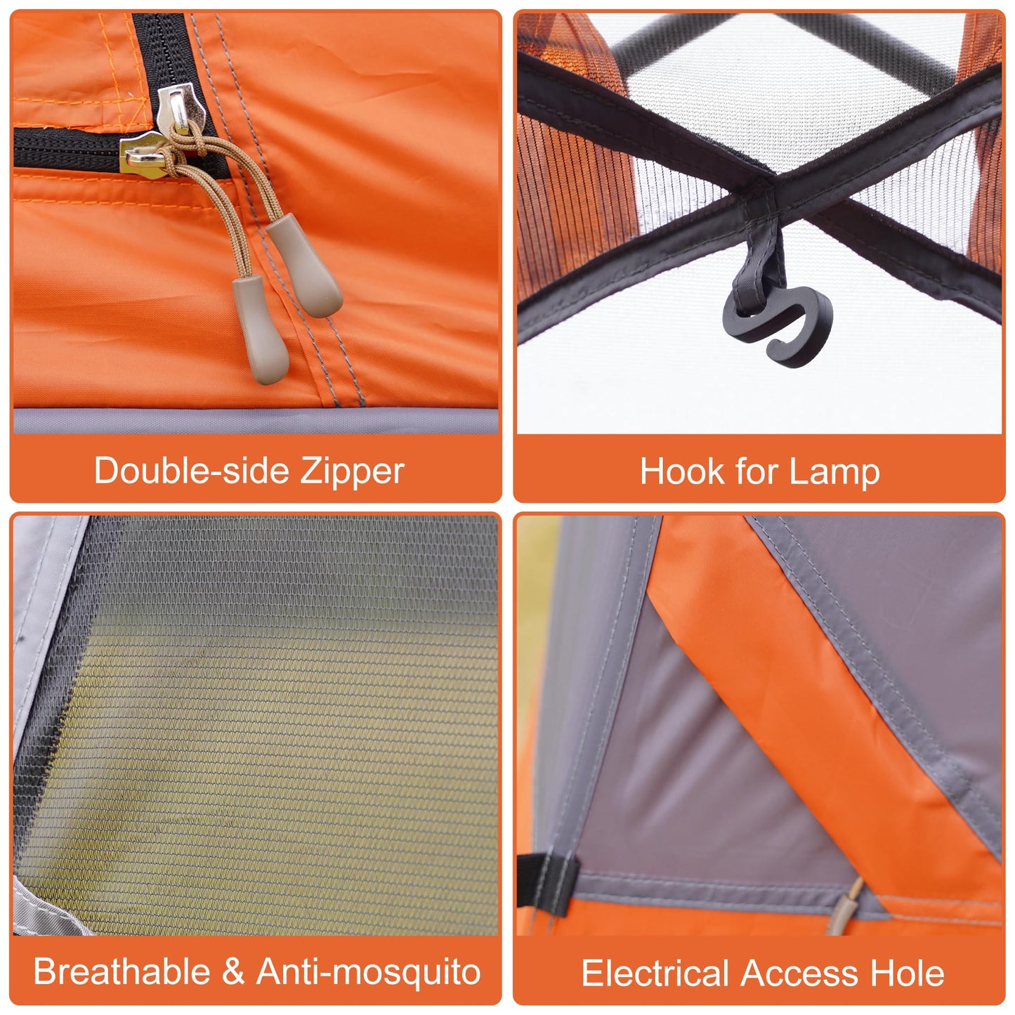 Vidalido 3-4 Person Tent with 1 Mesh Door and 2 Large Mesh Window, Double Layer Waterproof Portable Family Cabin Tent, 4 Person Tents for Outdoor Camping Hiking