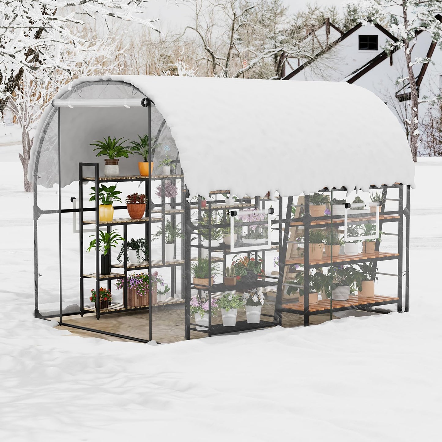 GarveeLife 8.2x6.6x6.6 ft Premium Greenhouse for Outdoors,Upgraded Portable Walk-in Heavy Duty Frame Large Garden Plant Hot Outside Hoop House,Transparent