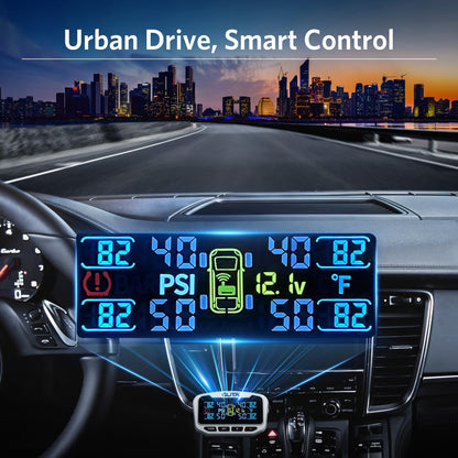 GUTA RV Tire Pressure Monitoring System, Trailer TPMS, 6 Sensors, 6 Alert Modes, Long Range Signal, CLA Charging & 2 USB-A Outputs, Adjustable LCD Display, Ideal for RV Truck Trailer Camper (0-188psi)