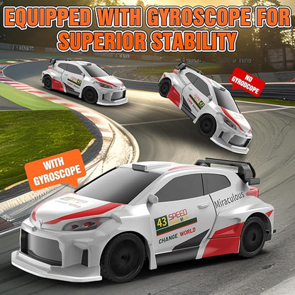 RC Drift car 1/43 Mini Rc Drift car with Gyroscope 2.4GHz Full Proportional Remote control Cars 4WD High Speed Racing with Lights Racing Tires Model Cars Gift for Adults Kids Boys Girls