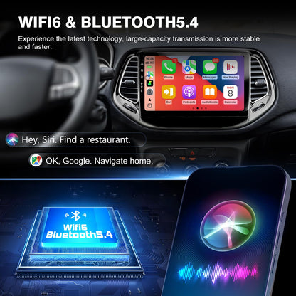 Car Radio Stereo for Jeep Compass 2017-2020,10" Android 13 Touchscreen Head Unit,Wireless CarPlay & Android Auto,GPS Navigation,HD Backup Camera,Mirror Link,WiFi 6,Bluetooth 5.4,FM,SWC