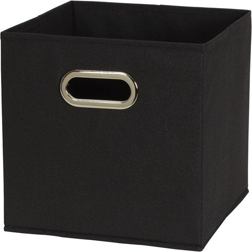Household Essentials Foldable Fabric Storage Bins - 6-Piece Set, Sturdy Poly-Woven Fabric, Classic Black