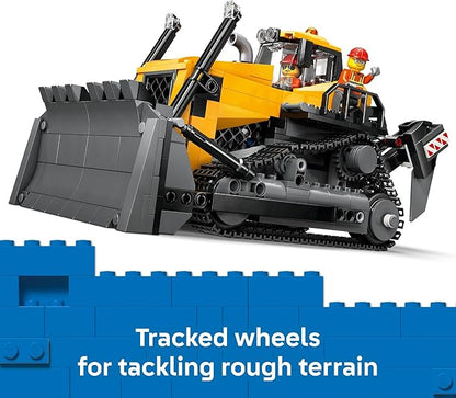 LEGO City Yellow Bulldozer Construction Site Building Toy for Kids Ages 8+ - Pretend Play Set &amp Construction-Themed Building Blocks W/Toy Bulldozer Idea for Boys &amp Girls - 60466
