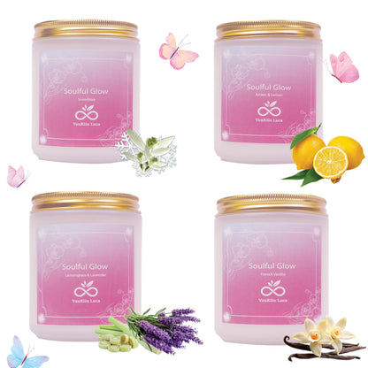 Scented Candles Set for Gifts, 4-Pack Soy Wax Jar Candles with Essential Oils, Long Burning Aromatherapy Candles for Women Mom, YuuKiin Luca Soulful Glow Gift Set for Birthday Mothers Day Housewarming