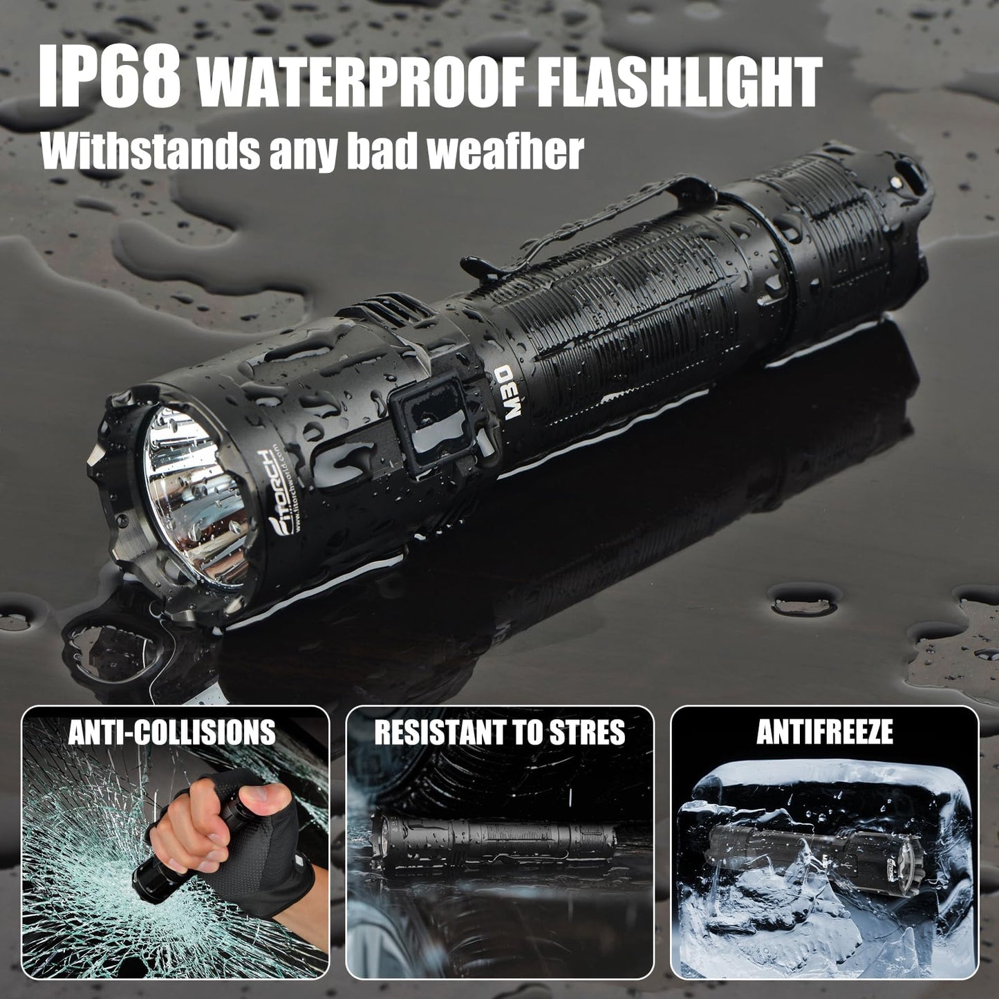 SAONOX M30 Tactical Flashlight-3300 High Lumen Duty Belt Flashlight for Law Enforcement,Police EDC Flashlights with Holster Tactical Gear