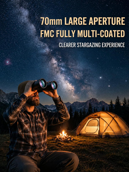 18x70 High Power Binoculars for Adults, Professional 70mm Large Aperture for Astronomy & Stargazing, Ultra-Bright Long Range Binoculars for Low Light & Coastal Observation