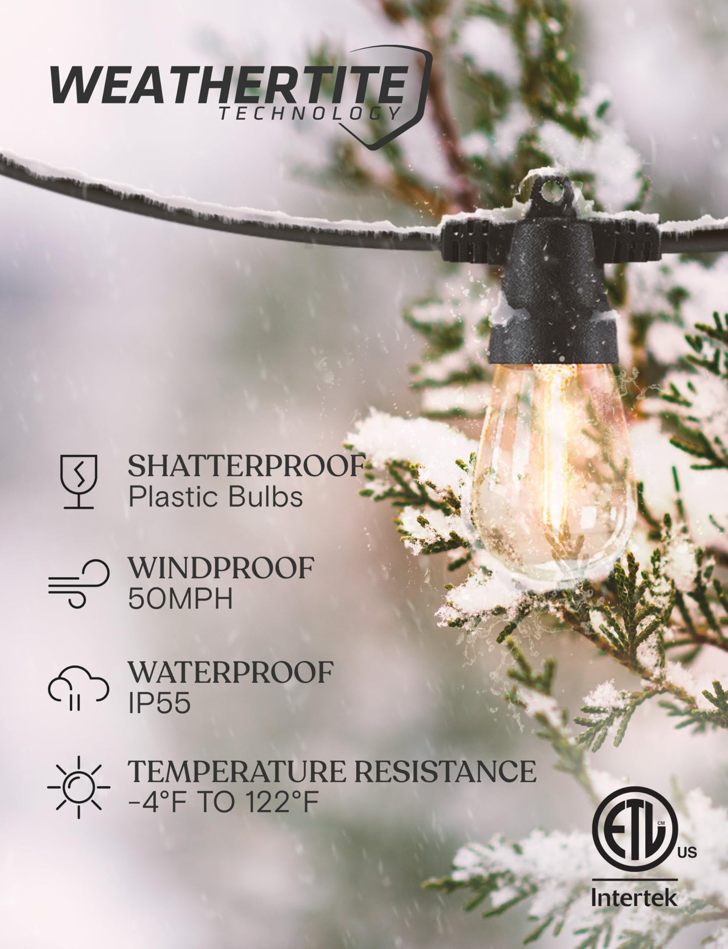 Brightech Bundle Ambience 48Ft Pro Solar String Lights + Portobello Cordless LED Touch Table Lamp