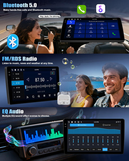 4+128G Android 15 Car Stereo for Jeep Compass Patriot 2010-2016 with Wireless Carplay Android Auto, 10.1 inch 1280 * 720P IPS Touchscreen Bluetooth Car Radio Support GPS WiFi AHD Rear Camera