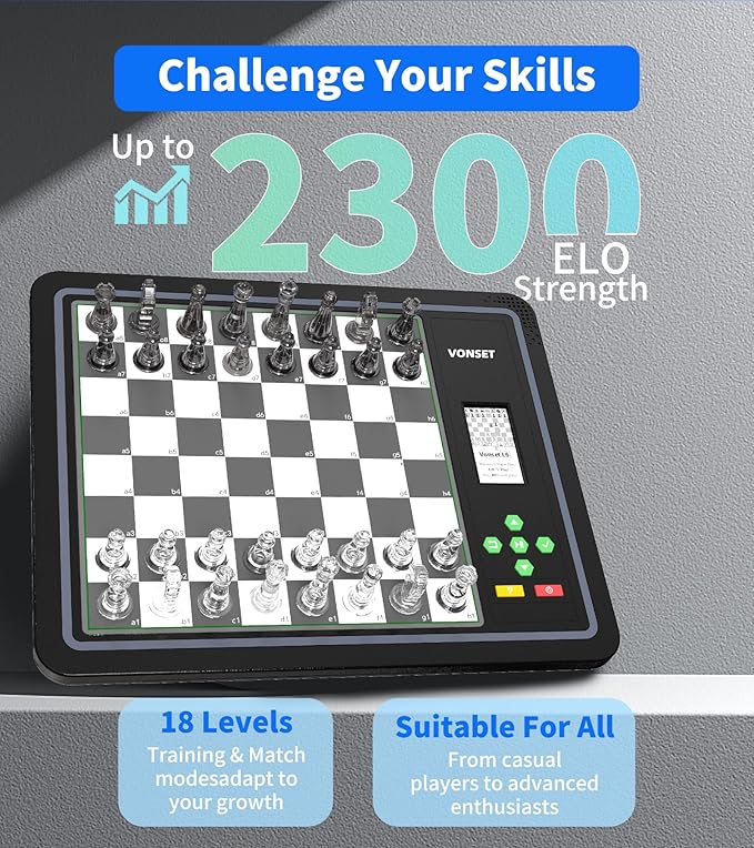 Electronic Chess Board L6 with LED Lights Computer Chess Set with Piece Position Display Chess Computer Game for Beginners and Lovers