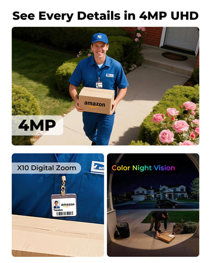 Security Cameras Wireless Outdoor 5G& 2.4G, No Subscription, 2 Cam-Kit,4MP Solar Powered Home Security Cameras System With 360°PTZ,128GB Local Storage,Color Night Vision WiFi Cameras for Home Security