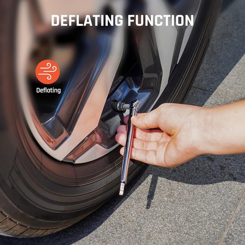 ETENWOLF Tire Pressure Gauge Set - 2 Pack (10-50 PSI, 20-120 PSI) with 16 Tire Caps | Stainless Steel Car Accessories