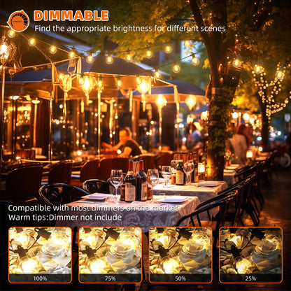 Kawaya 300FT Outdoor String Lights - LED Waterproof Patio Light for Outside with 146+4 G40 Globe Blubs - Shatterproof Hanging Lights for Porch Bistro Backyard Gazebo Balcony Cafe