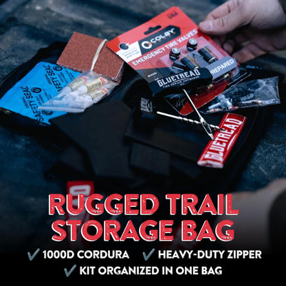 GlueTread Expedition All-Inclusive Off-Road Tire Repair Kit | Repair Any Kind of Tire Damage or Puncture | Includes Sidewall Tire Repair Patches, Plugs, and Colby Emergency Valve Stems