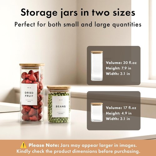 EDELHAUS Glass Storage Containers - Airtight 12-Pack with Bamboo Lids | Stackable Kitchen Canisters
