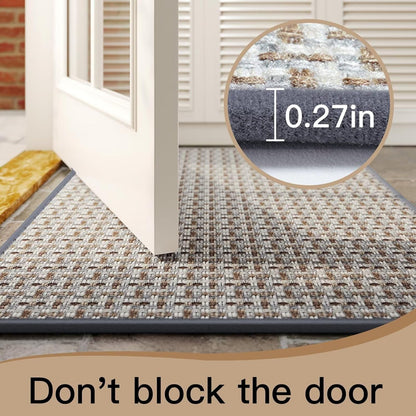 Regine Switzerland Door Mat - 17"x30" Indoor Entrance Mat | Dirt Resistant, Non-Slip, Washable Gray