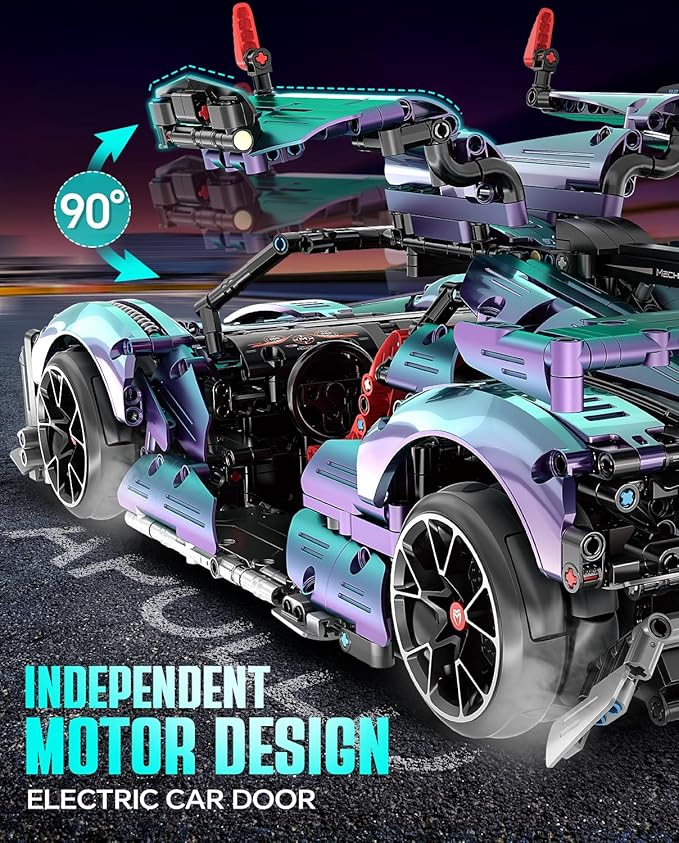 Super Plated Sports Car Building Kits Adult Collectible Model and Race Engineering Toy Set 1:10 Scale Electric Driftable Remote Control Sports Car for Adults Men Teens