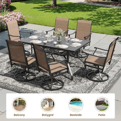 Soohow Outdoor Dining Chairs Set of 2, 360°Swivel Patio Dining Chair with Textilene Fabric, Outdoor Metal Armchair All Weather Resistant, Ergonomic Comfort, Perfect for Patio, Backyard, Balcony