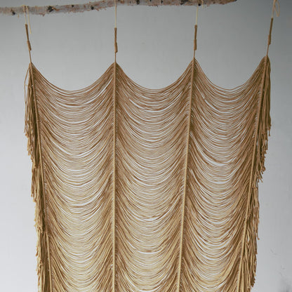 Macrame Curtain Boho Curtain Doorway Window Wall Decor Fiber Yarn Art Handwoven Wall Hanging Art Craftsmanship Home Door Bedroom Wedding Backdrop Arch,Closet Room Divider 59" W x 75" H (1 Panel,Khaki)