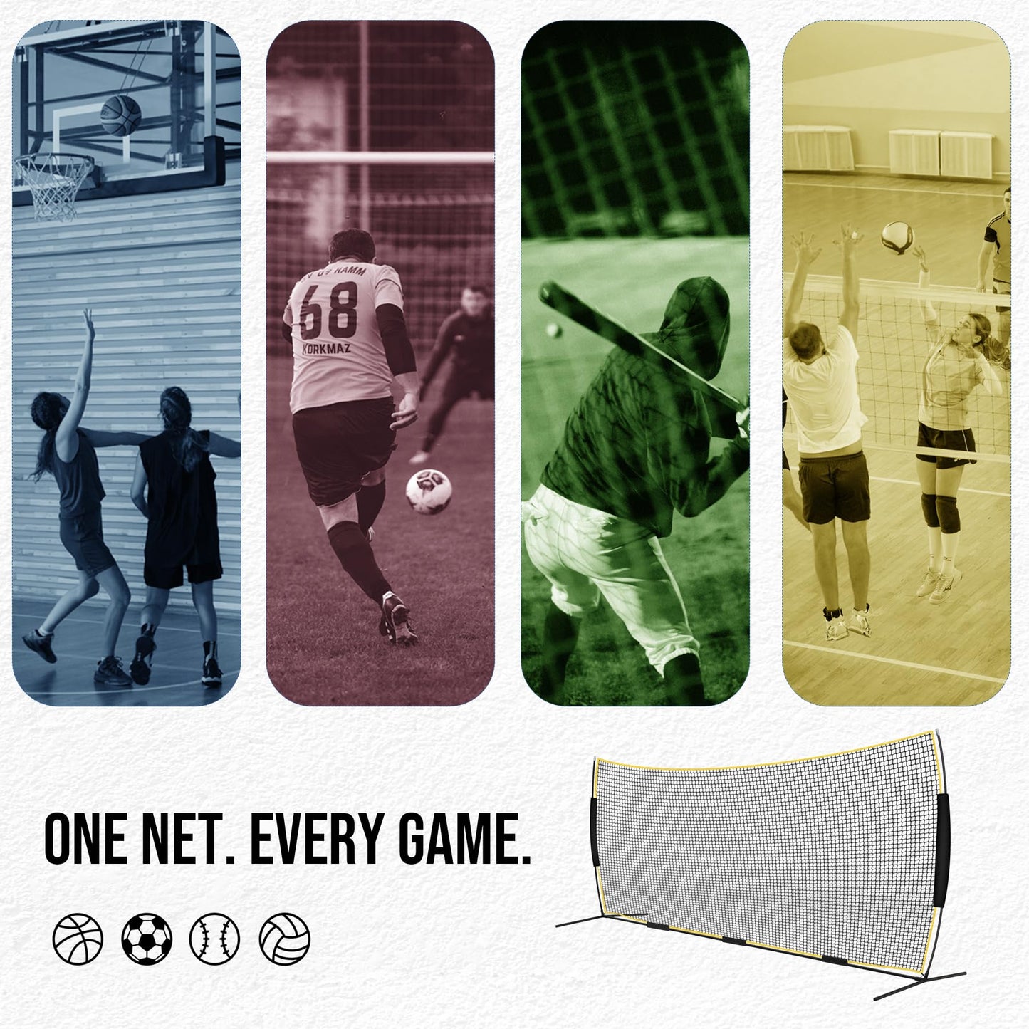 Eastrexon Barricade Backstop Net, 20x10ft Ball Stop Netting with Carry Bag & Ground Stakes, Quick Setup, Portable, Perfect for Lacrosse, Baseball, Basketball, Soccer