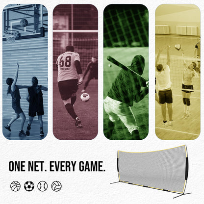 Eastrexon Barricade Backstop Net, 20x10ft Ball Stop Netting with Carry Bag & Ground Stakes, Quick Setup, Portable, Perfect for Lacrosse, Baseball, Basketball, Soccer