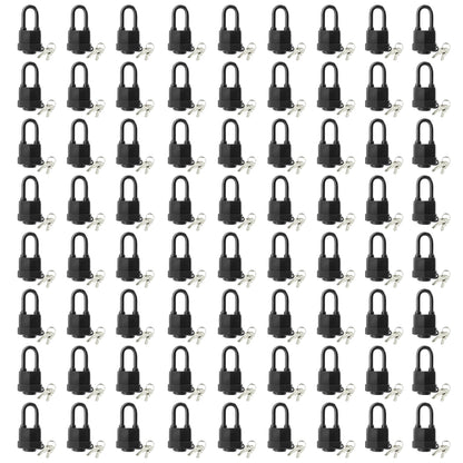 SafiSwords Waterproof Padlocks Keyed Alike for Outdoor use, Covered Heavy Duty Laminated Steel Lock, 1-9/16 Inch. Wide, Long Padlock, Bulk Locks with Same Keys, Pack of 72