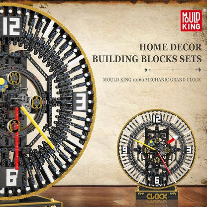 Mould King Cyberpunk Grand Clock Building Blocks Set 3675+ Pcs Real-Time Clock Model Kit with Mechanical Gears App Control Electric Building Model Kit Creative Gift Toys for Adults Teens