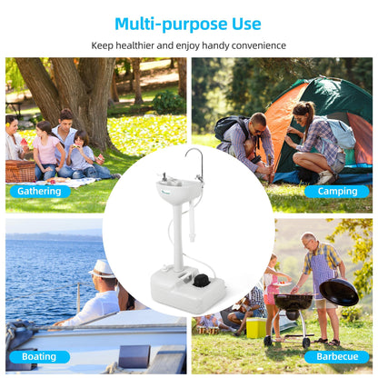 YITAHOME Upgraded Portable Sink Camping Hand Washing Station with 17 L Wash Basin Stand, Rolling Wheels, Soap Dispenser, Towel Holder, for Garden, Outdoor, Travel, Boat, Gather, Indoor, Worksite