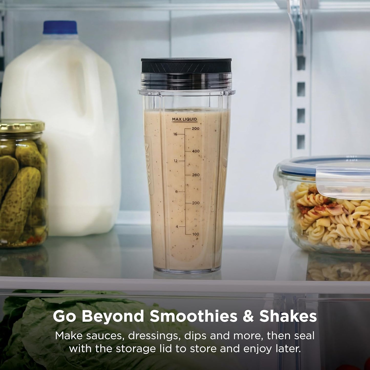Ninja Nutri-Plus Personal Blender - Compact Push-To-Blend for Smoothies & Frozen Drinks | 3 To-Go Cups & Lids | 900 Peak Watt | Silver | BN301