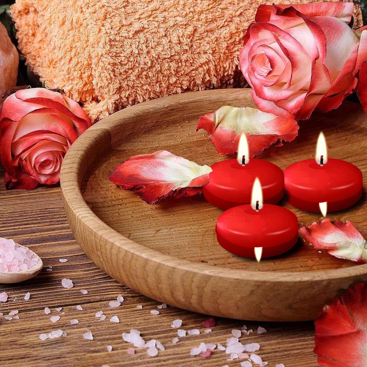 6 Pack 3 Inch Red Floating Candles,3 Inch Floating Candles Unscented,Long Lasting Candles 10 Hours for Valentine's Day,Thanksgiving, Wedding,Christmas,New Year,Party & Pool Decoration