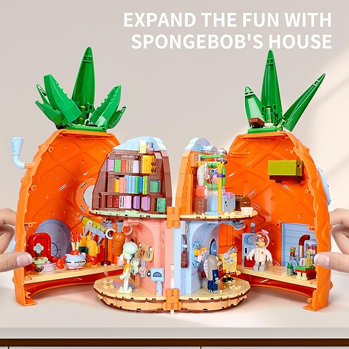 Toy Building Brick Blocks Toys Sets Display Box kit Action Figures Pineapple House Patrick Stone Star Home for Boys and Girls Kids Age 2-4 3-5 5-7 8-12 Fans Gift (2313 pcs)