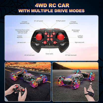 Nikuku Gesture Sensing RC Stunt Car - 4WD Hand Controlled Remote Control Car with 360° Rotation 2.4GHz Drift Toy for Kids Ages 6 7 8-12 13 Year Olds - Best Birthday Gifts for Boys Girls