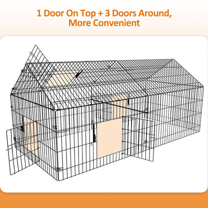 INJOPEXI Metal Chicken Coop 86"×40"×39" Chicken Runs for Yard with Cover Chicken Playpen Enclosure Chicken Pen Kennel Duck CoopCage for Outdoor Backyard Farm Rabbit Small Animal Dog Poultry Cat Hutch