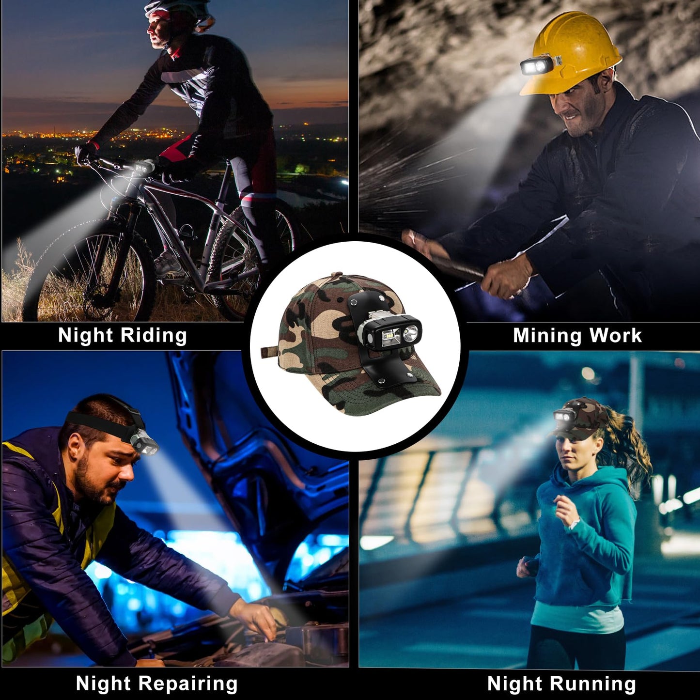 Yongkist Rechargeable LED Headlamp with Spotlight and Floodlight High Beightness Mining Headlamp Waterproof Hard Hat Light for Hunting, Camping, Night Work, Caving