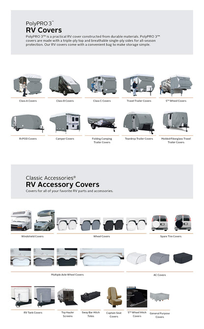 Classic Accessories Over Drive PolyPRO3 Deluxe Sloped Travel Trailer Cover, 19-21'
