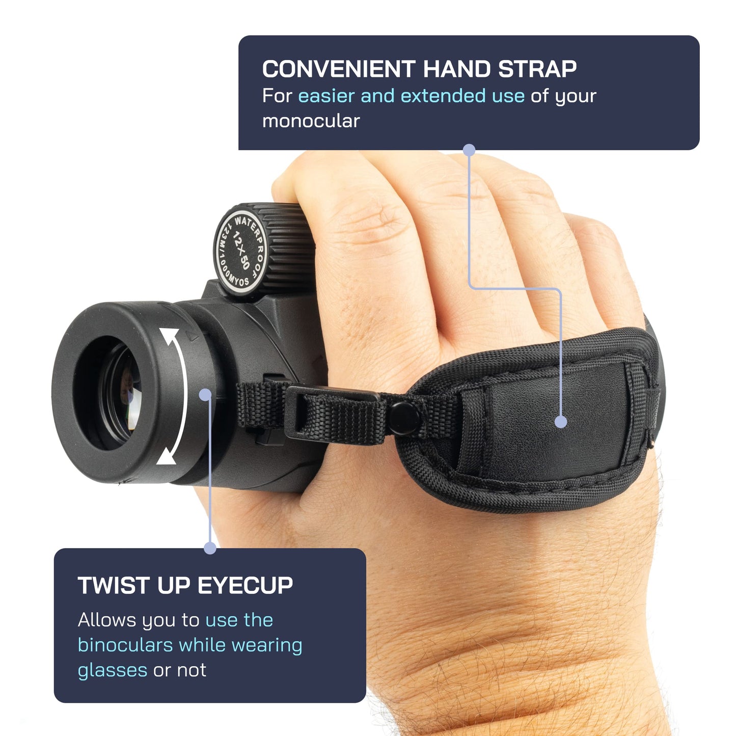 Omano Smithsonian 12x50 Monocular Telescope with Smartphone Adaptor – Monoculars for Adults - High Powered Telescope – Ideal Monocular for Bird Watching and Nature Enthusiasts – HD monocular telescope