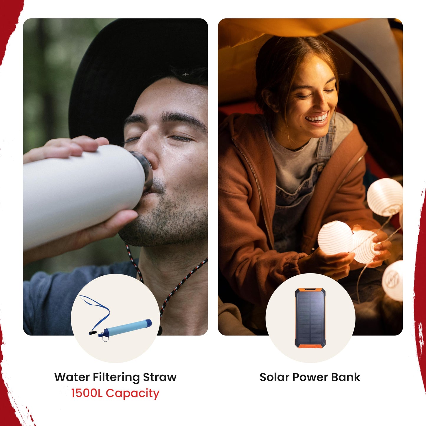 72 Hour Survival Kit with Food, Solar Power Bank, Water Purifier, First Aid & Tools - All Emergency Survival Gear and Supplies in This Bug Out Bag for Disaster Preparedness & Evacuation