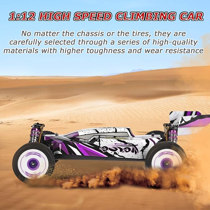 GoolRC WLtoys 124019 RC Cars 1/12 Scale 2.4GHz Remote Control Car for Adults 60km/h High Speed Racing Vehicle 4WD Off-Road RC Buggy Car with Aluminum Alloy Chassis and 2 Batteries