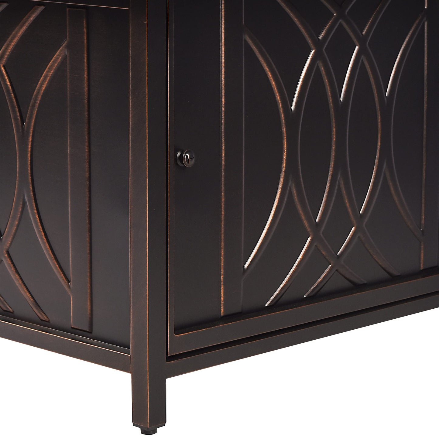 Oakland Living AZCAVE-FPT-AC Aluminum 42 in. Square Propane Beads, Lid and Fabric Cover Finish Outdoor fire Table, Antique Copper