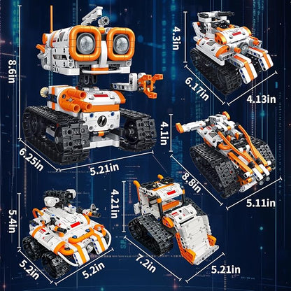 5 in 1 STEM Robotics Building Kit 560 PCS APP/Remote Control Robot Toy Building Block Sets Compatible with Lego Robot Control &amp Programming Coding Robotic Toys Birthday Great Gifts for Boys 8-1