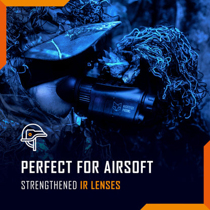 Night Vision Monocular - Nightfox Prowl Night Vision Goggles, Head or Helmet Mounted, 1x Magnification NVG, 1080p Video Recording, Stealth Infrared 940nm IR, Digital NODs for Airsoft, Night Walking