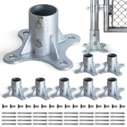 DooToo Chain Link Fence Post Flange - 2 1/2" Heavy Duty Round Post Base Bracket (8-Pack) Fits 2-3/8" Outer Diameter Fence/Mailbox/Flag Posts - Floor Mount Flange Kit