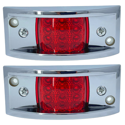 All Star Truck Parts LED Clearance Side Marker Light, 12LED, Surface Mount, 4-4/5in Rectangular, Plastic, 2 Pack