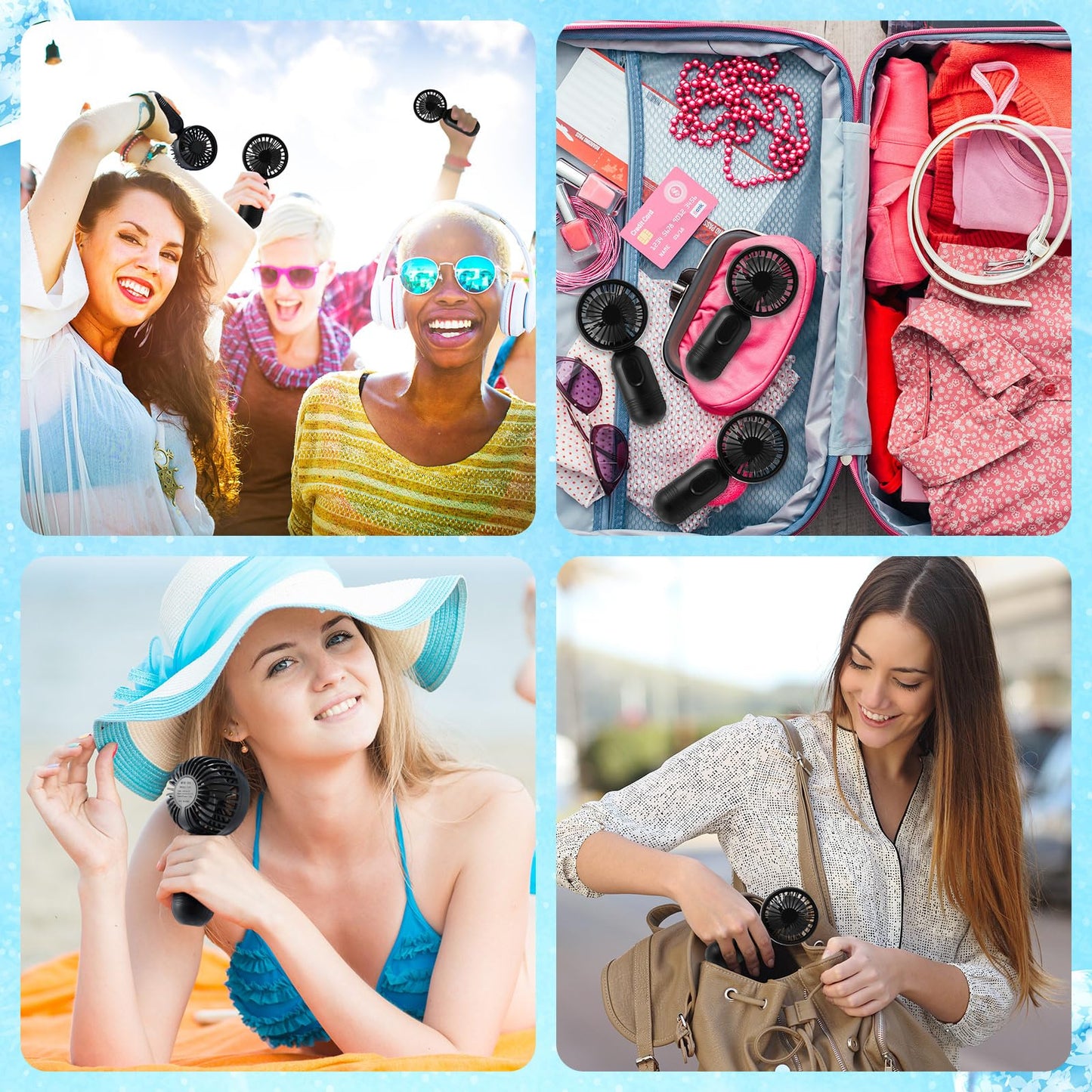 Rossesay 36 Pcs Mini Portable Fan Bulk Cute Handheld Lightweight Small Little Personal Hand Eyelash Fan 3 Speeds USB Rechargeable for Women Men Indoor Outdoor Makeup Travel (Black)