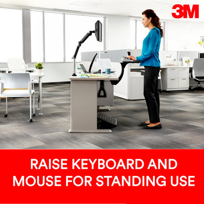 3M Sit/Stand Easy Adjust Keyboard Tray with Adjustable Keyboard andMouse Platform, 23 in Track