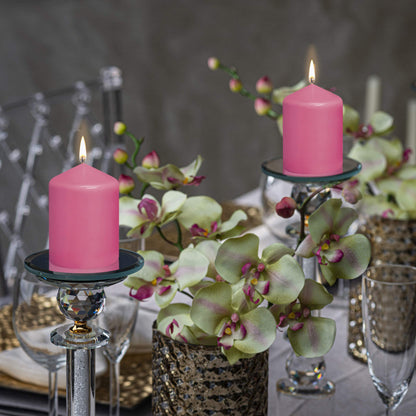 BOLSIUS 10 Pink Pillar Candles - 2.25 x 3.25 Inches - Premium European Quality - Individually Wrapped - 17 Hour Burn Time - Dripless Smokeless Unscented Dinner, Wedding, Party, & Restaurant Candles