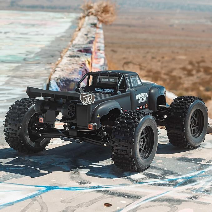 ARRMA RC Truck 1/8 Notorious 4X4 6S BLX BRUSHLESS V6 Stunt Truck RTR (Battery and Charger Not Included) (Black) ARA8611V6T1