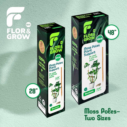 Monstera Plant Support Stakes - 28" Sturdy Moss Poles for Indoor Climbing Plants | 2 Pack