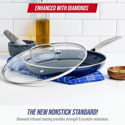 Blue Diamond 12" Nonstick Frying Pan - Diamond Infused Ceramic Skillet, Dishwasher & Oven Safe, Stay Cool Handle