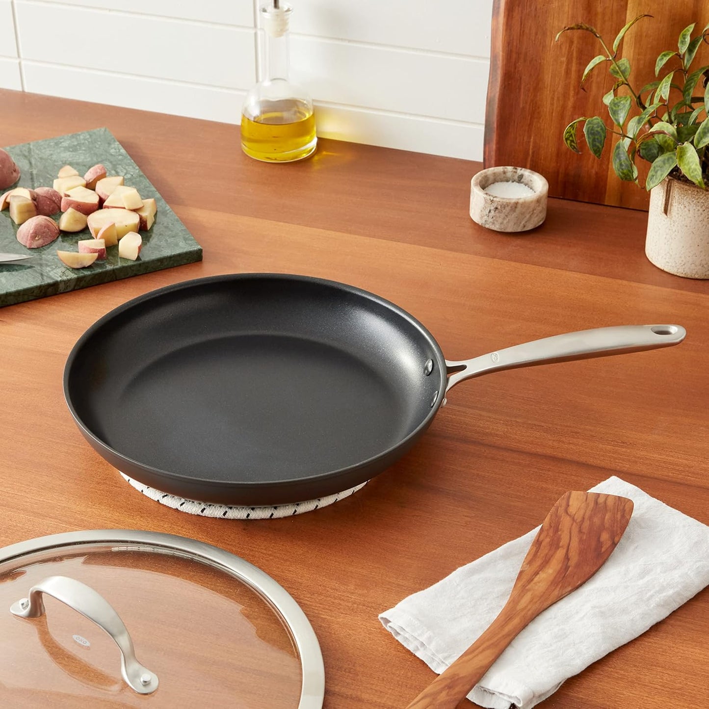 OXO 12” Nonstick Frying Pan Skillet - Durable Ceramic, PFAS-Free, Scratch Resistant, Black